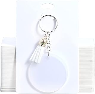 Zenomia Keyring ज्वेलरी डिस्प्ले कार्ड, छोटे व्यवसाय के लिए कीचेन डिस्प्ले कार्ड होल्डर ज्वेलरी पैकेज सफ़ेद क्राफ्ट टैग 50 का पैक (5.8 x 9 Cms)