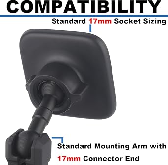 17mm to 17mm Double Ball Extender Bar Mount for GPS Cell Phone Action Camera on Motocycle Vehicles, Corrugated Ball Anti-Slip Design, 58mm Long