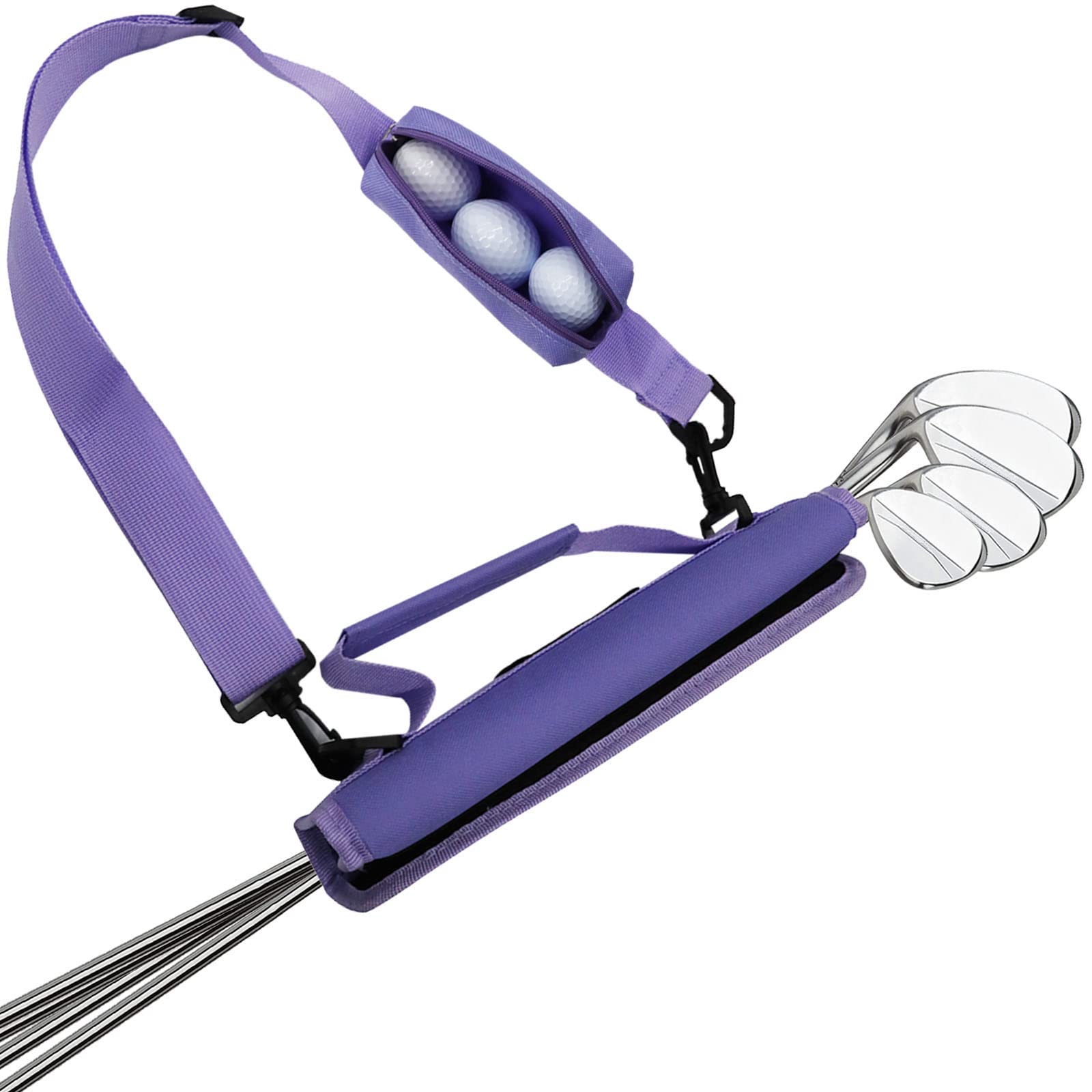 Bolsa de transporte para palos de golf con bolsillo y correa de hombro para hombres y mujeres, golfistas, ligera, plegable, duradera (morado)