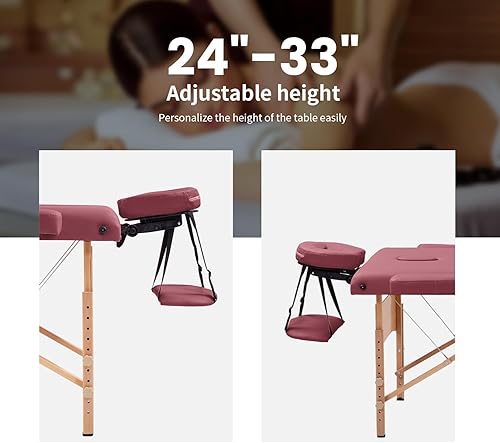 Miniatura 2 de PayLessHere Mesa de masaje portátil de 2 pliegues, cama de spa, cama de masaje, cama de masaje, cama de pestañas facial, cama de cuna facial, altura