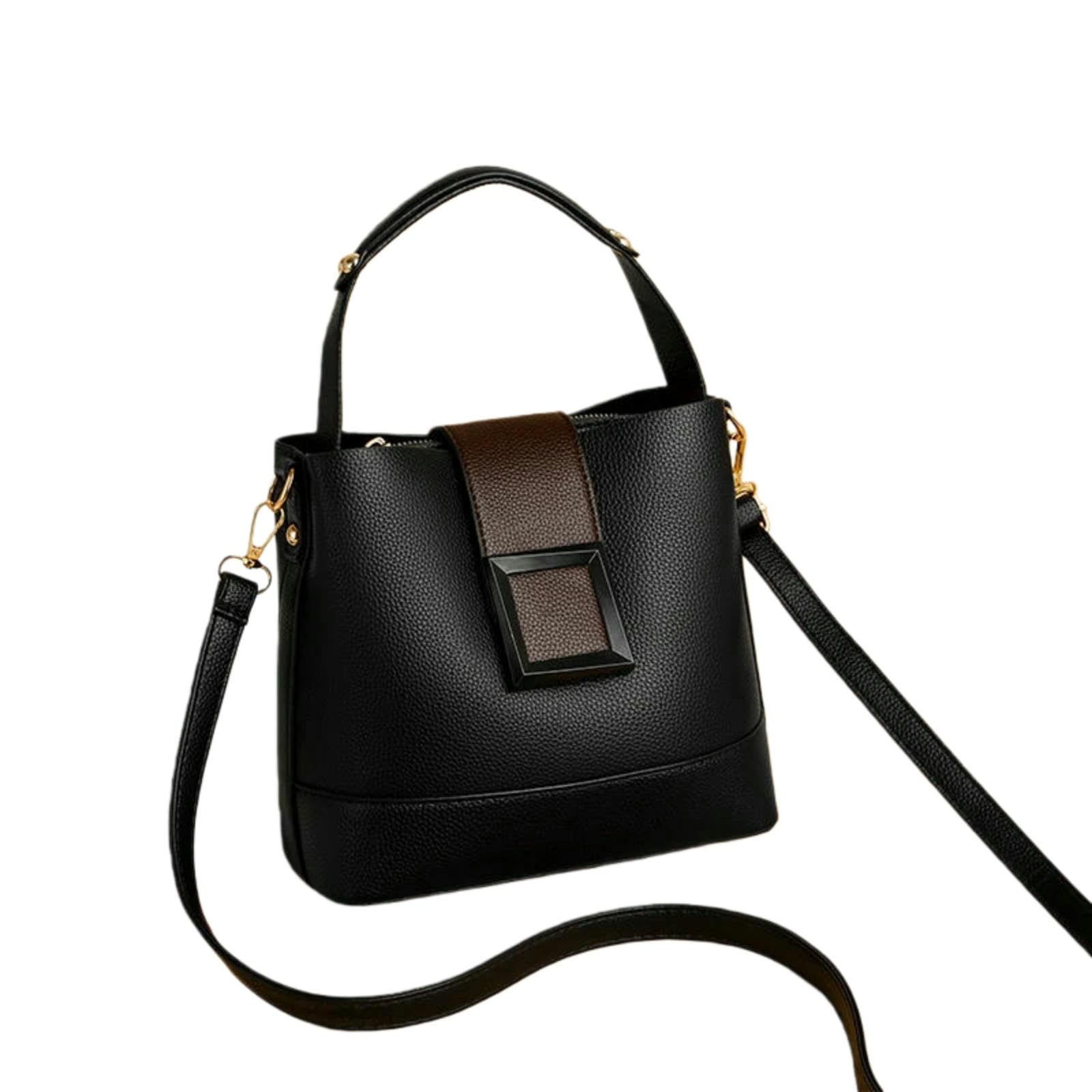 Borse Borsa A Secchiello Elegante in Pelle Pu da Donna - Mano Tinta Unita con Fibbia, Tracolla Convertibile E Tracolla-Rosso