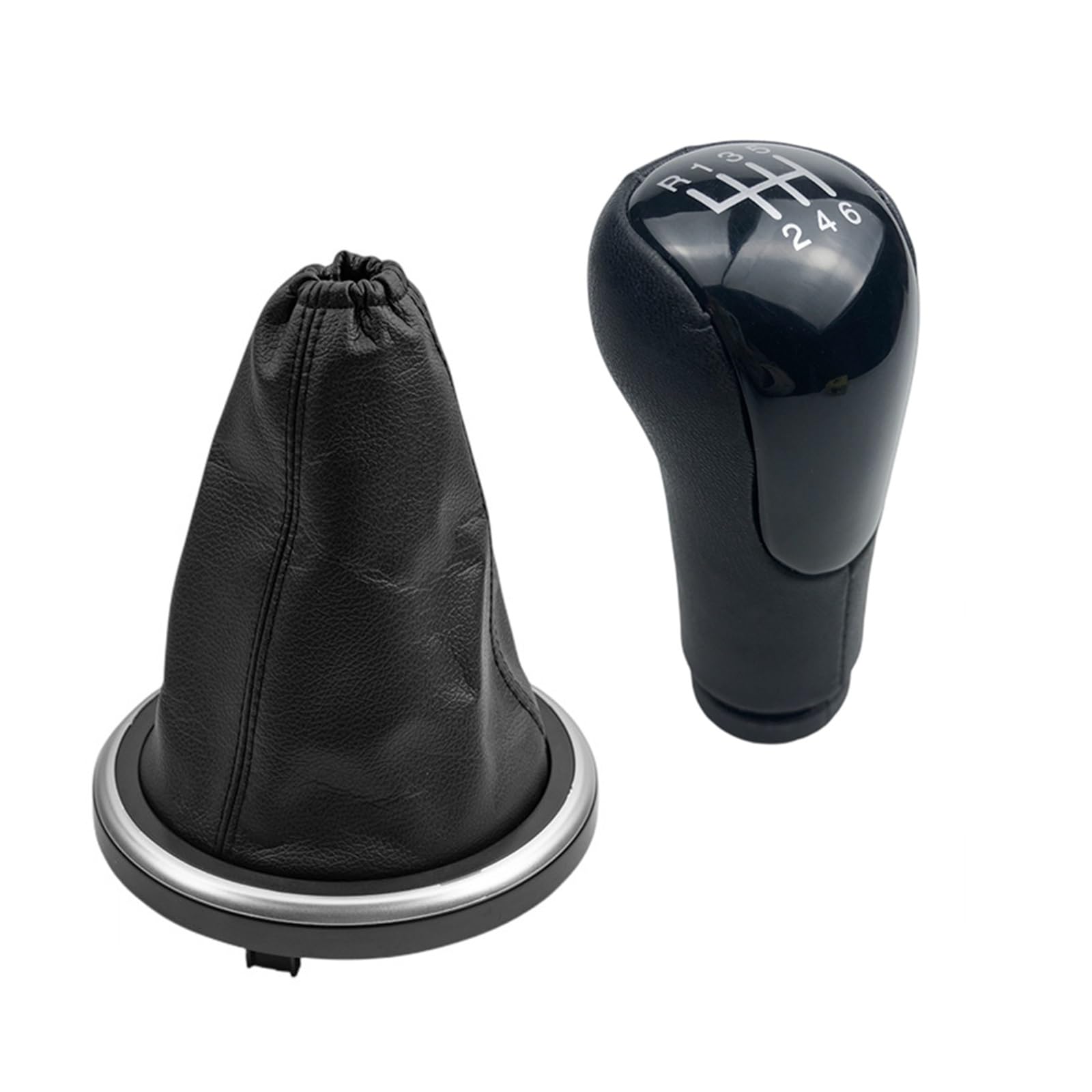 Rbevcrr Car Shift Lever Knob for Fiesta for Fusion for Transit for Connect 2002-2008 Leather Gear Shift Knob Shifter Gaiter Boot Cover Case Stick Shifter Pen(6 Speed Black Case)