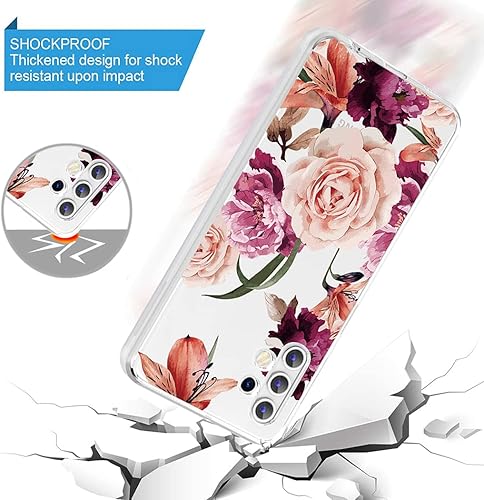 Miniatura 7 de Funda para Galaxy A32 5G, Samsung A32 5G para niñas y mujeres, transparente floral, suave, flexible, TPU delgado, funda protectora para Samsung