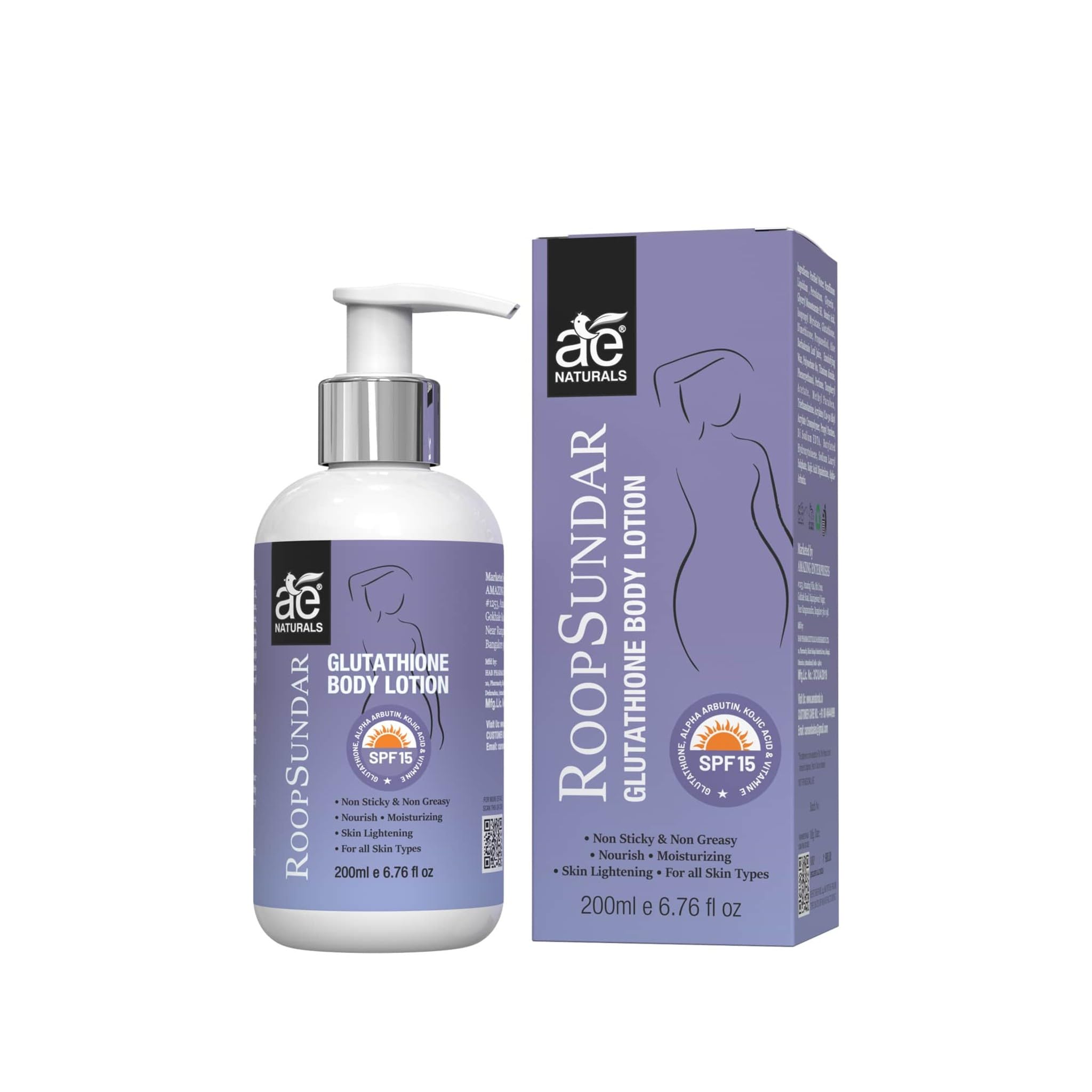 Roop Sundar Glutathione Body Lotion 200ml | Glutathione Formula, Moisturising Lotion, Body Care, 200ml Pack-image-1
