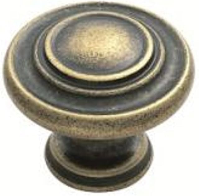 Chivrose Ltd Traditional Style Shaker Pattern Cabinet Cupboard Kitchen Wardrobe Door Pull Knob Handle 34mm Diameter (Antique Brass (AB))