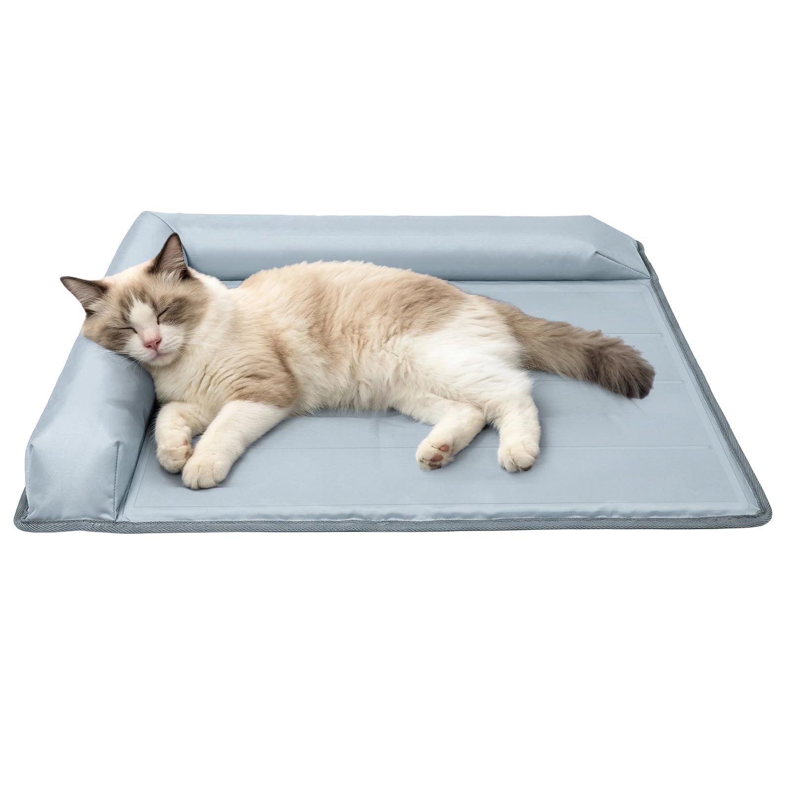 Manta Refrescante para Perros 53x70cm, Alfombrilla Refrescante para Perro y Gatos con Reposacabezas 7cm, Alfombra Fresca Refrigerante, Cama Perro Verano Impermeable para Casa, Coche (69 x 7 x 99 cm)