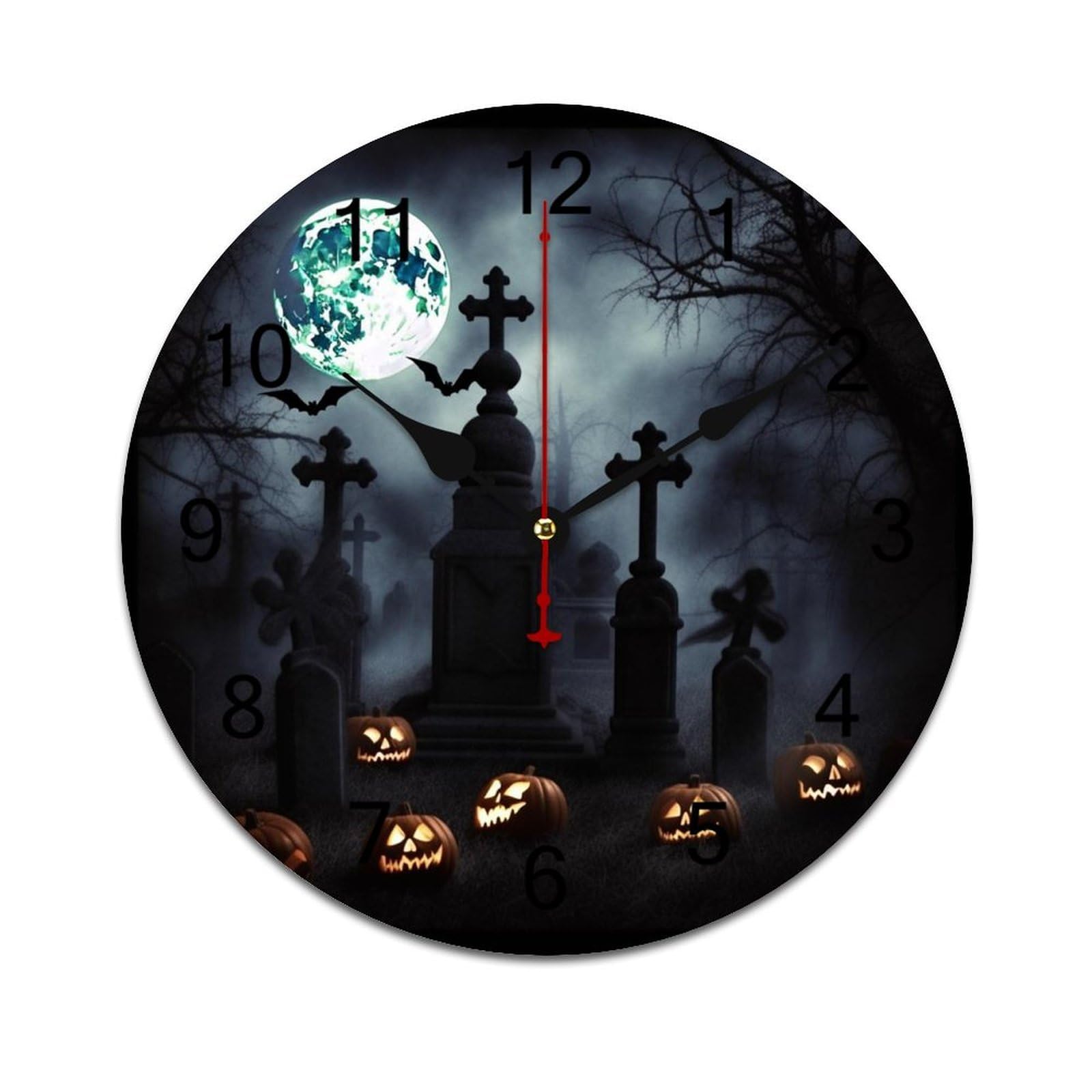 Horloge murale silencieuse Halloween en PVC sans tic-tac pour salon moderne