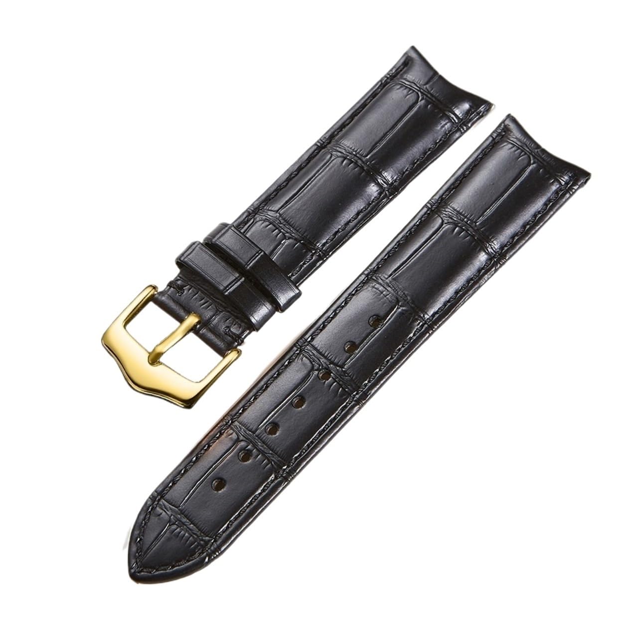SUNJIA Cinturino per orologio in pelle con estremità ad arco, 19 mm, 20 mm, 21 mm, 22 m, adattatore con estremità curva, fibbia in acciaio