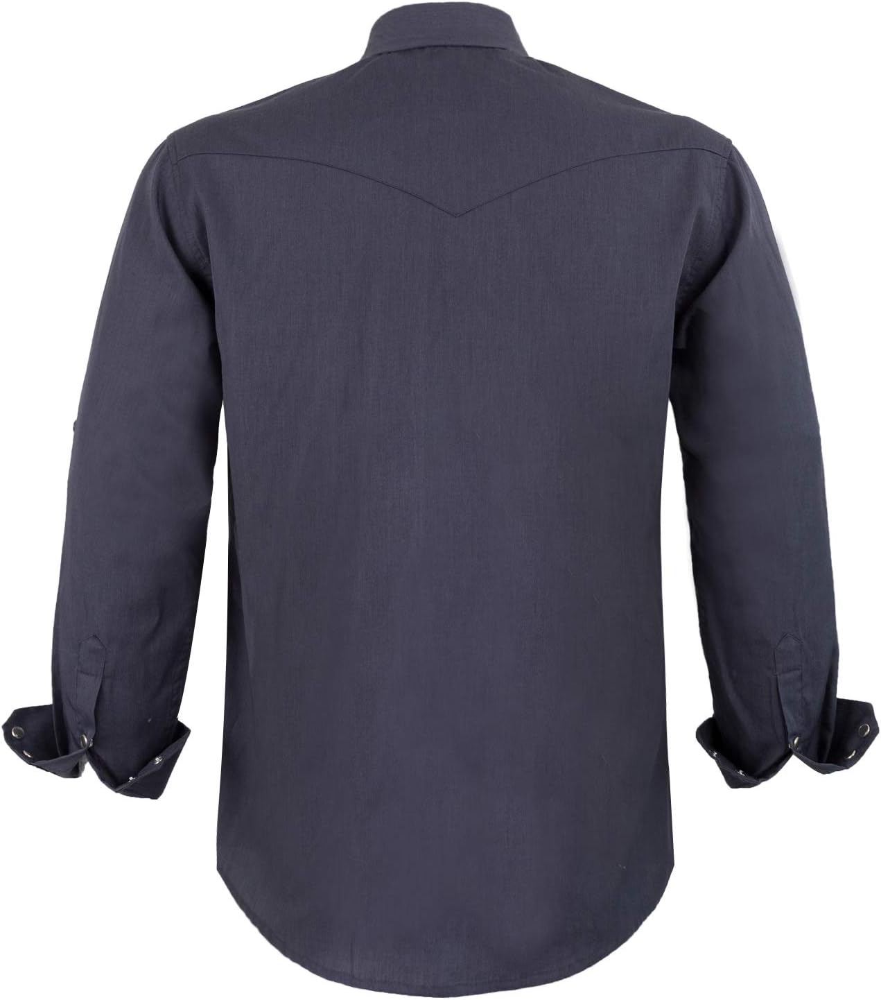 Dress Shirt for Men Western Cowboy Long Sleeve Casual Two Pockets Work Solid Pearl Snap Buttons Up Wrinkle Free Shirts - Image 3