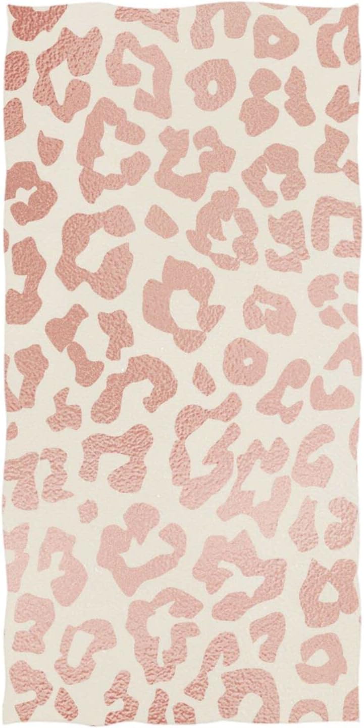 SUABO Rose Gold Leopard Print Cheetah Beach Towel Large Towel Beach Thin Blanket Sand Free Multi-Purpose Bath Towel,31 X 72 Inches