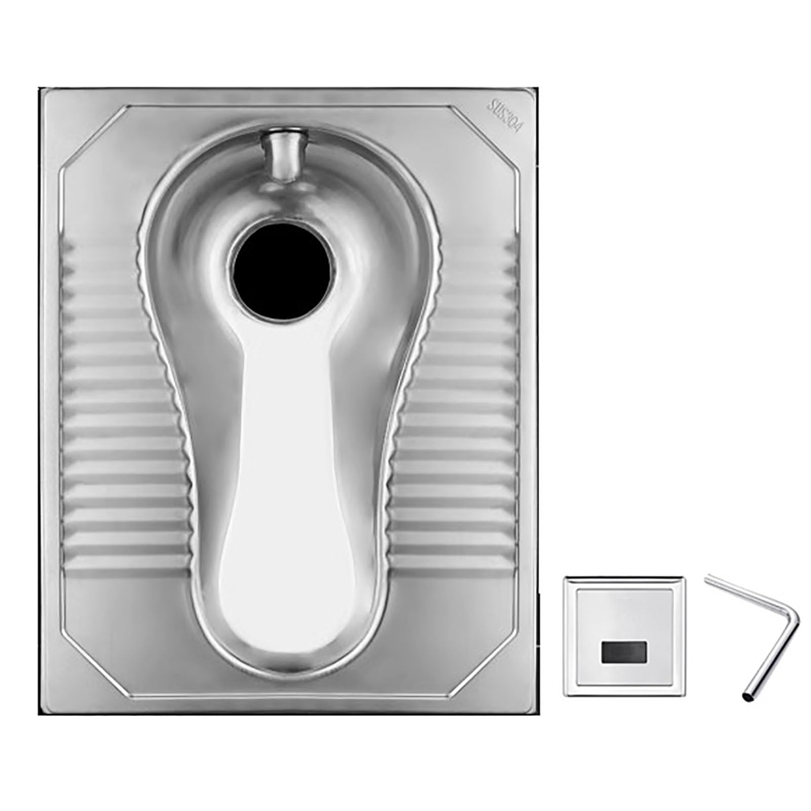 Juego de tanque de agua para inodoro público con inodoro en cuclillas de acero inoxidable 304, control de olor, D, D