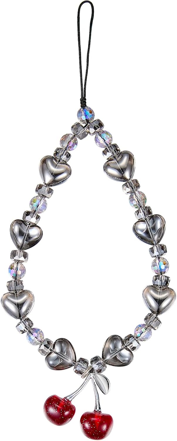 BEEFLYING Crystal Bead Phone Bracelet Strap, Cellphone Bow Charms Wristlet Lanyard for Women, Kawaii Charm Pendant Wrist Strap for Camera Bag Accessories