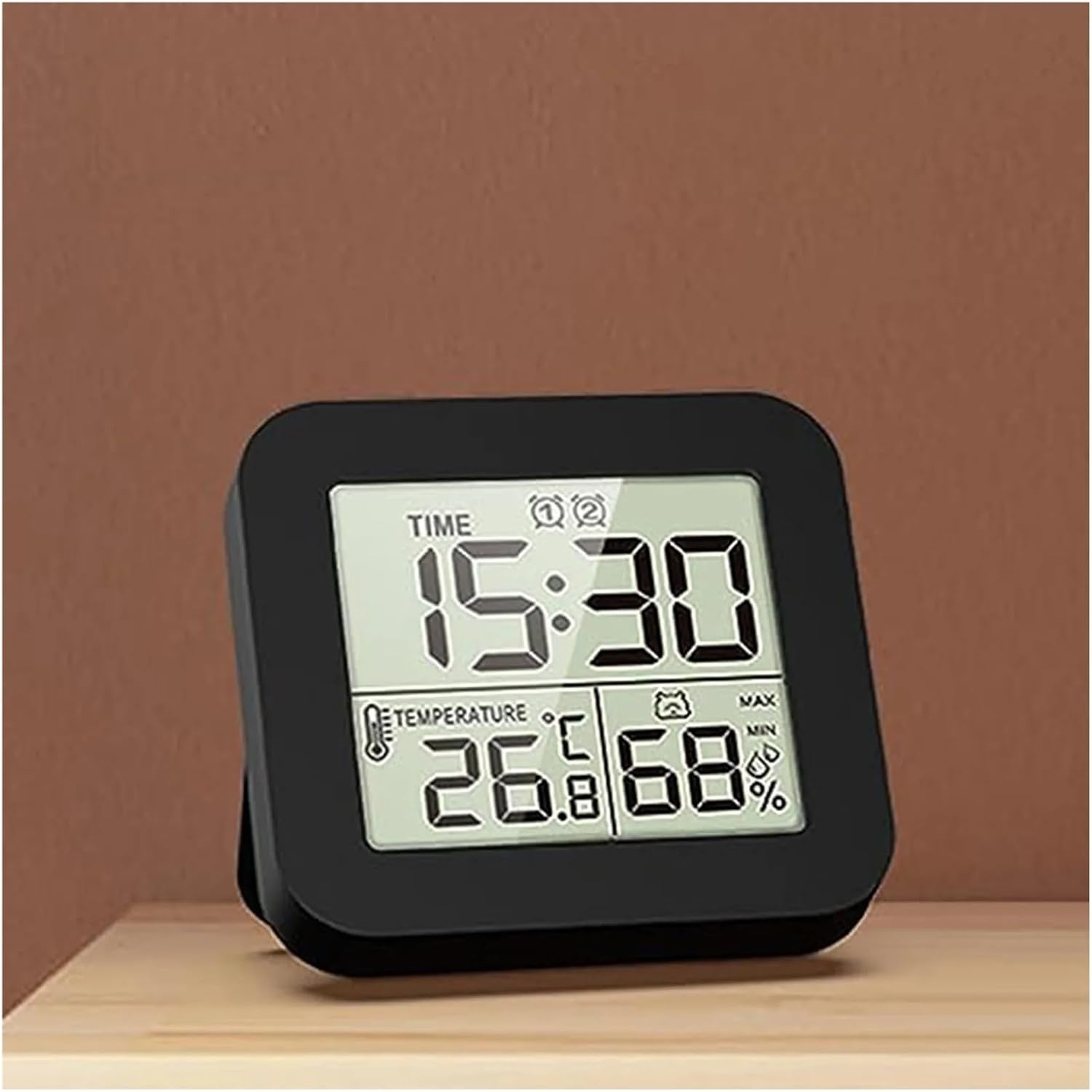 時計タイマー温度湿度計防水シャワーバスタイマー大画面LCDディスプレイデジタル壁時計 使いやすい(White)