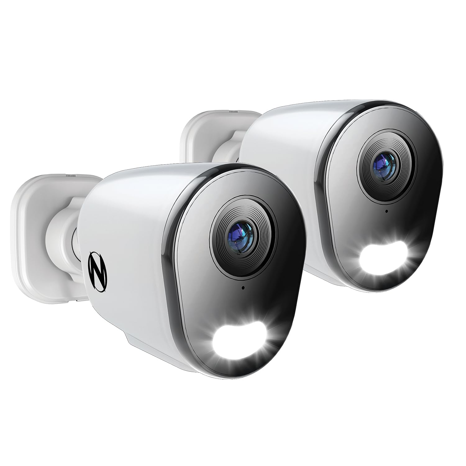 Caméras de dissuasion IP filaires 12 MP Night Owl avec audio bidirectionnel, lot de 2 blanc