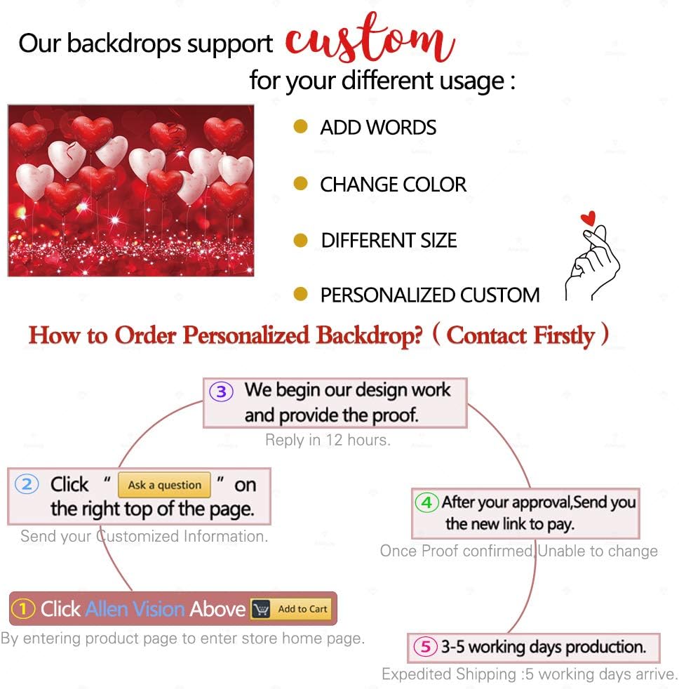 Review Discount Allenjoy 8x8ft Fabric Valentine's Day Backdrop Red Hearts Balloons Love Theme Party Supplies for Engagement Wedding Bridal Shower Photography Background Studio Portrait Pictures Shoot Props Favors