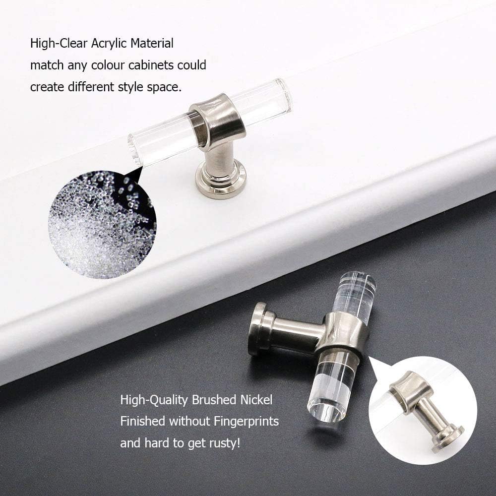 homdiy (25 Pack) Crystal Cabinet Knobs Brushed Nickel Drawer Knobs - HD9165SNB Cabinet Hardware Acrylic Knobs Single Hole Knobs for Kitchen Cabinets