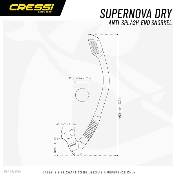 CRESSI Supernova Dry Snorkel con Valvola e Splash Guard per Snorkeling e Apnea, Boccaglio in Silicone con Valvola di Scarico e Aggancio Rapido - 5