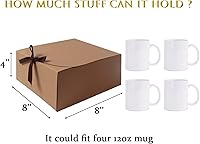 Vista 3 de WLUSEAXI Paquete de 12 cajas de regalo con tapas, cajas de regalo marrones a granel con cinta de lazo marrón, caja de propuesta de dama de honor