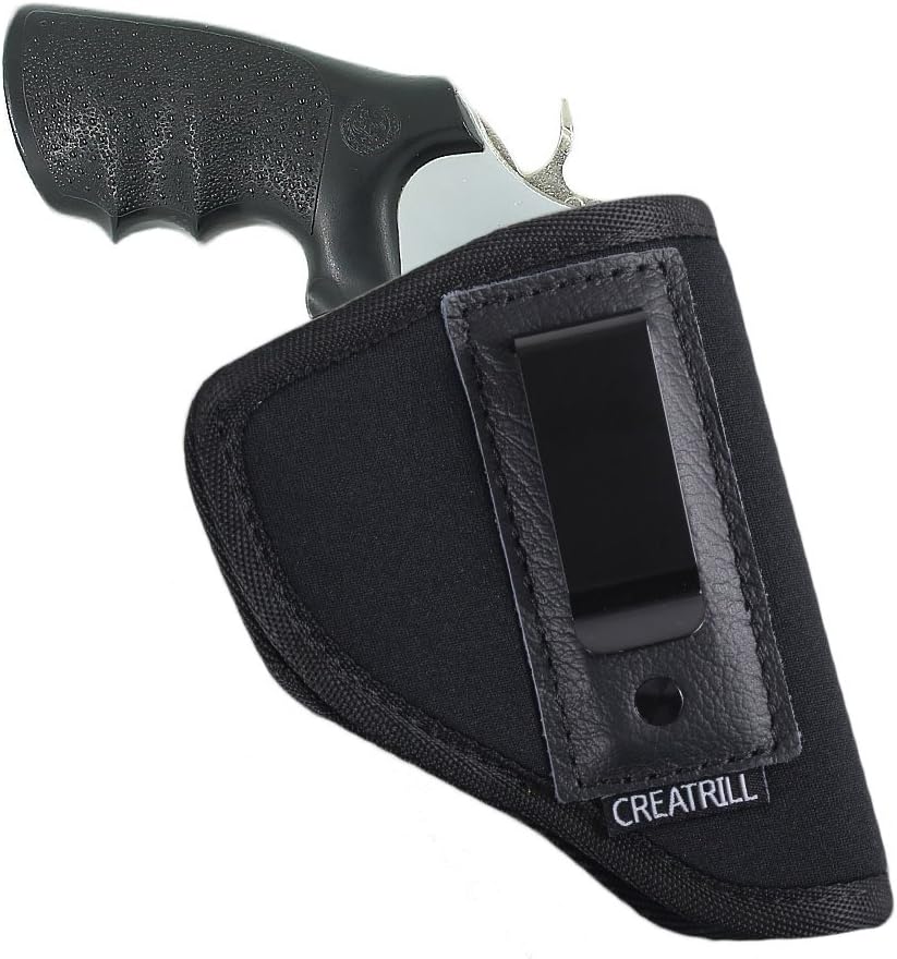 CREATRILL Inside The Waistband Holster | Fits Most J Frame Revolvers/Ruger LCR/Smith & Wesson Body Guard/Taurus/Charter/Most .38 Special Type Guns | Gun Concealed Carry IWB or OWB Holster