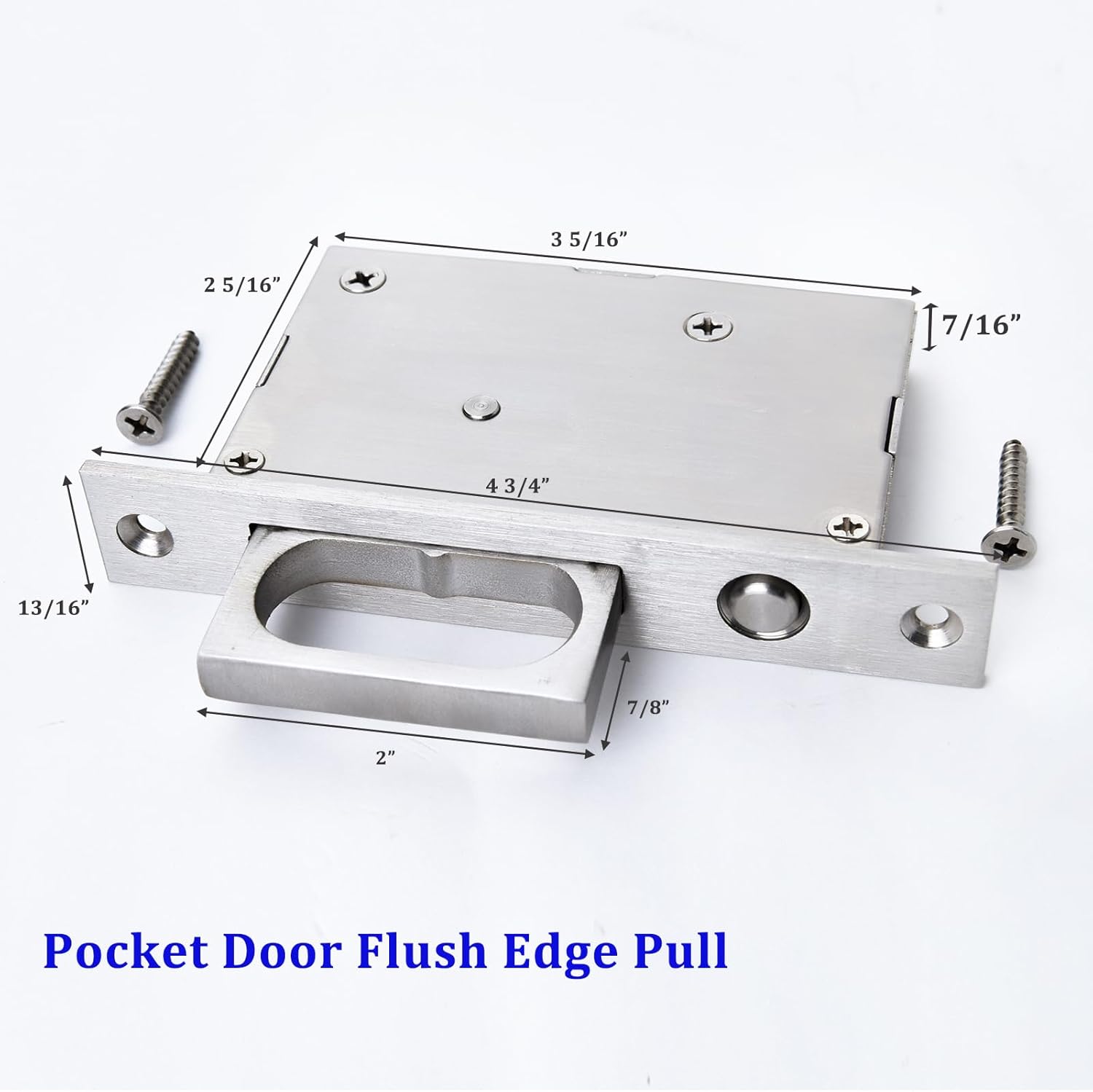 Dontay Pocket Door Handles with Large Auto Pop-Out Ring,Flush Hidden Edge Pull for Sliding Doors Hardware & Lock, Modern Space-Saving Design, Easy Install(5.44-inch,Brushed Nickel,2)