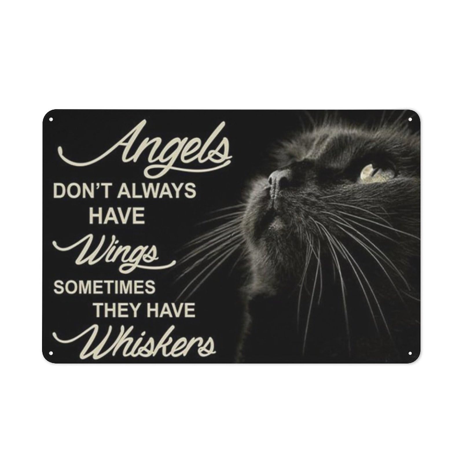 kisoyo Rustic Metal Tin Sign Angels Don'T Always Have Wings Sometimes They Have Whiskers Poster Country Wall Art for Home Bedroom Living Room Wall Decor 8x12 Inch