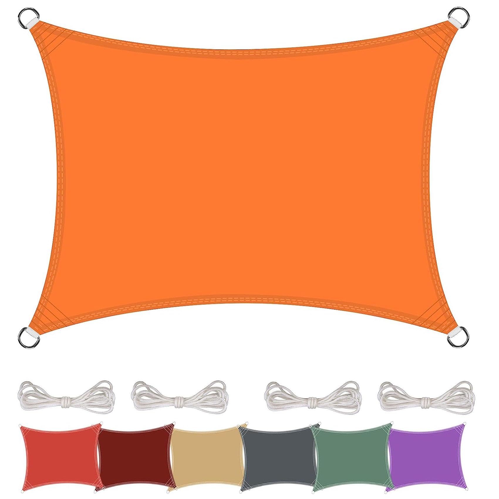 Filet protection solaire 5,5x10m 98% orange avec corde pour jardin