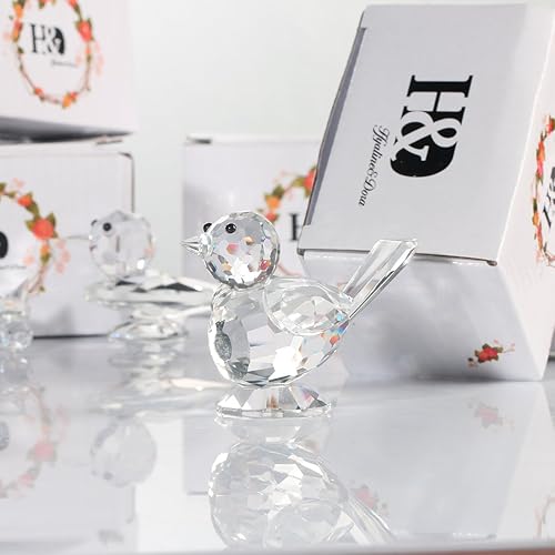 Miniatura 7 de H&D HYALINE & DORA Figuras coleccionables de cristal de pájaro de la felicidad, figura de animales de cristal para decoración del hogar de la mesa