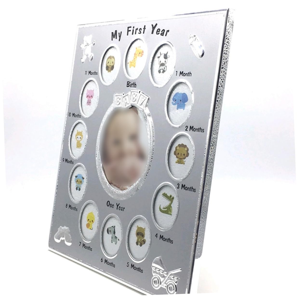 My First Year zum Ersten Geburtstag Bilderrahmen aus Metall für Babys Zufälliger Stil mit Stabilem Stand als Babyfotorahmen für Zuhause und Geschenk