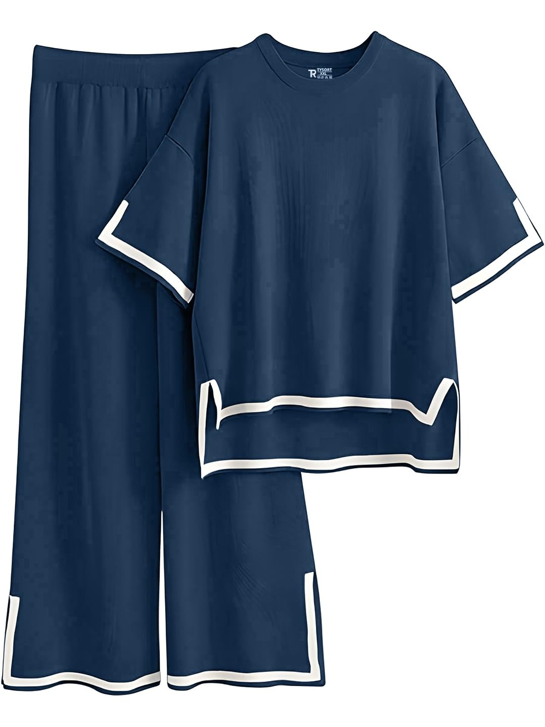tysort Women Casual Summer co ords Set Track Suit Oversized Top Baggy Pant,Top and Pajama Set-picture-26