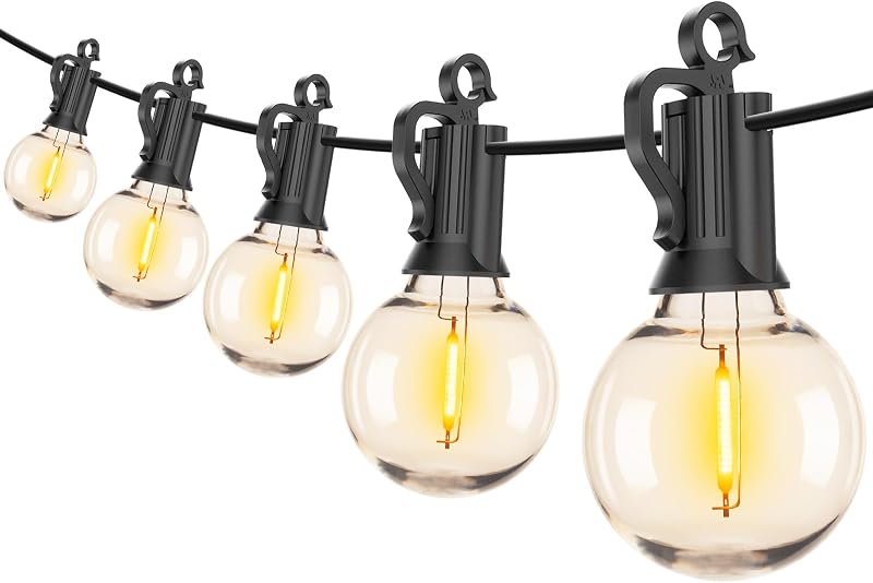 Cadena de luces para exteriores, 100 pies 100+2 bombillas G40 luces de patio inastillables | IP65 impermeable regulable colgante conectable globo LED luces al aire libre para patio trasero, bistró, porche, terraza, balcón