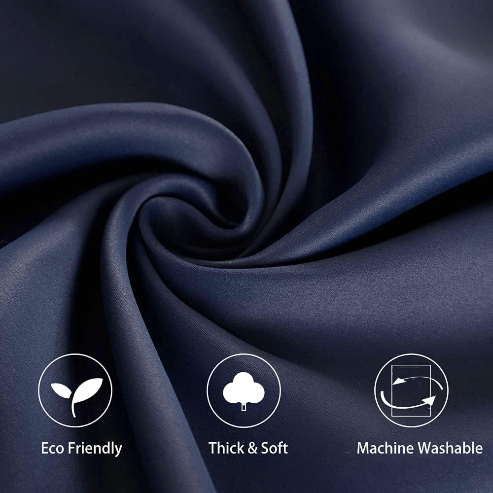 PANOVOUS Thermal Insulated Blackout French Door Curtains for Side Light Doors and Windows - Navy, 2 Panels of 25x40 Inches - Ideal for Front Door Sidelights and Small Windows