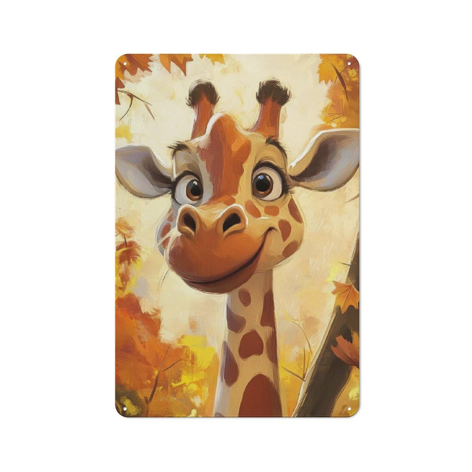 Junmoney Smiling Giraffe In Autumn Shed Metal Sign With Design 30X20cm, Outdoor Room Shed Wall Decor For Shed, Garden Room, Porch Or Garage