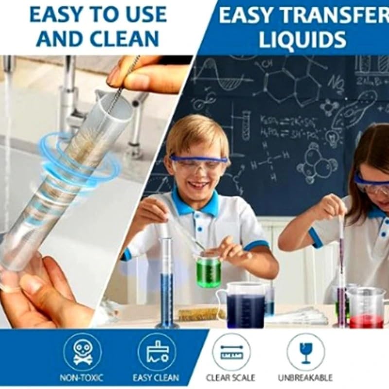 Ensemble de 11 éprouvettes graduées, béchers et pipettes for laboratoire scientifique - Idéal for les expériences pédagogiques