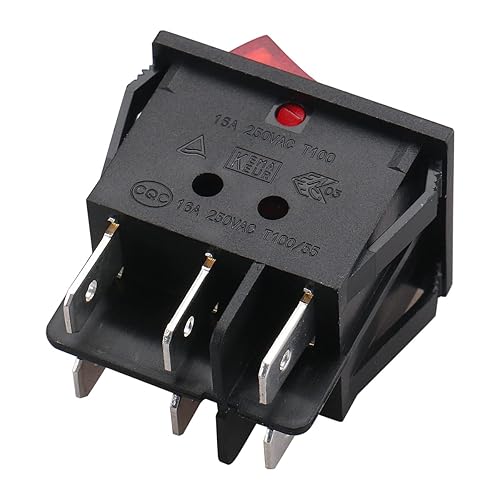 Miniatura 5 de Baomain Interruptor basculante para barco, luz roja, iluminado, CA, 16A250V, 16A125V, 6 pines Dual DPDT ONOff UR List (10)