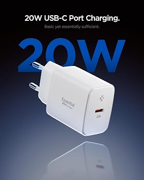 Spigen 20W USB-C Mini Hızlı Şarj Aleti/Şarj Isısını Düşürür GaN Pro Akım Korumalı Güç Adaptörü iPhone & Android & iPad Type-C EE201 Beyaz - ACH08701 (Spigen TR Garantili)