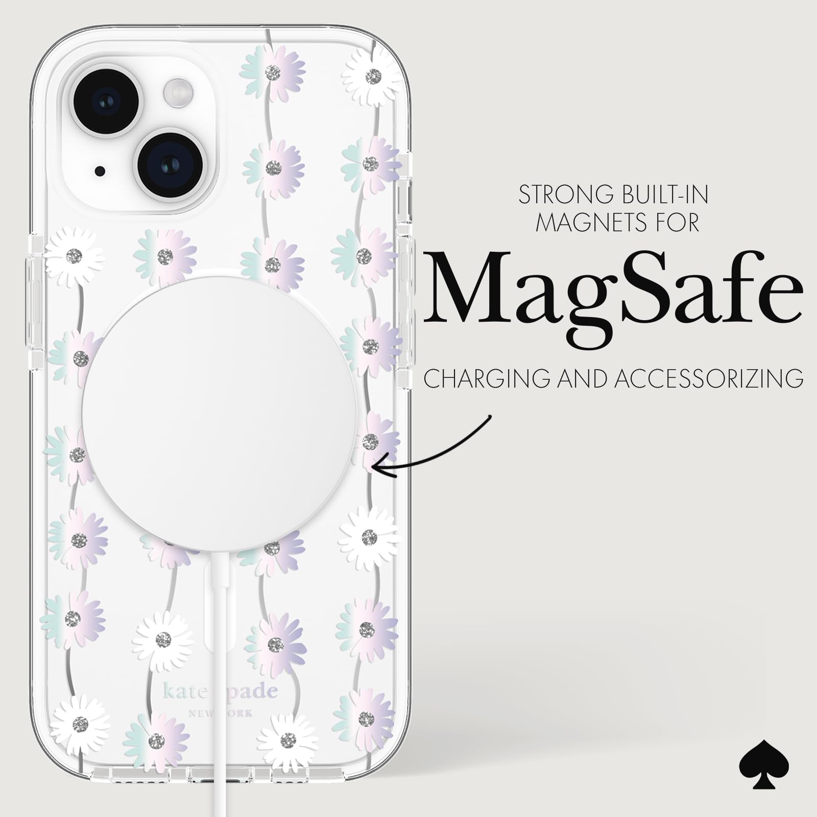 Etui Kate Spade New York iPhone 15 Plus, kompatybilne z MagSafe - Daisy Chain Opalizujące