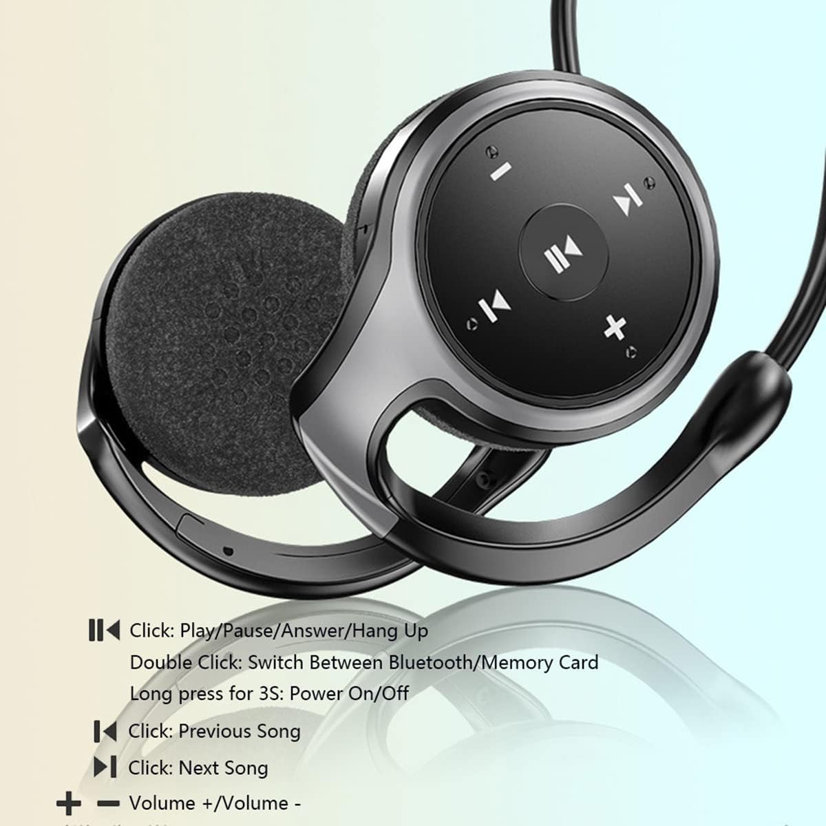 Bezprzewodowe Słuchawki Sportowe Bluetooth, Składane Lekkie Słuchawki Z Dźwiękiem Stereo Hifi, Obsługa Karty Pamięci, Wygodny Nauszny Zestaw Słuchawkowy Do Biegania Na Row, Blue