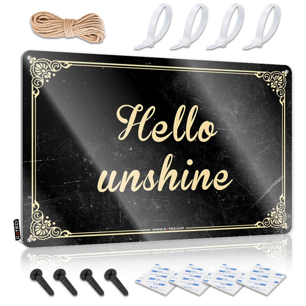 Ztbbdnqha One Color Outdoor Funny Metal Sign Hello Sunshine Tin Sign Room Signs For Bedroom Man Cave Rules(30X40cm)