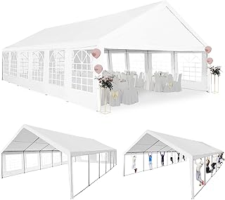 Party Tent 20x40Ft Outdoor Canopy Gazebo Heavy Duty Large Event Shelter Carport White for Wedding Parties BBQ
