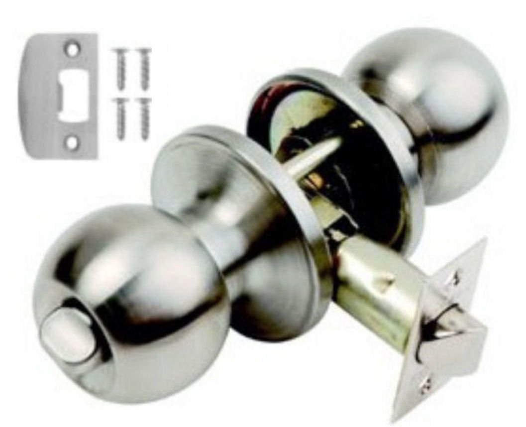 Dale Hardware Bala Door Privacy Knobset With Adjustable Latch -Satin Stainless Steel