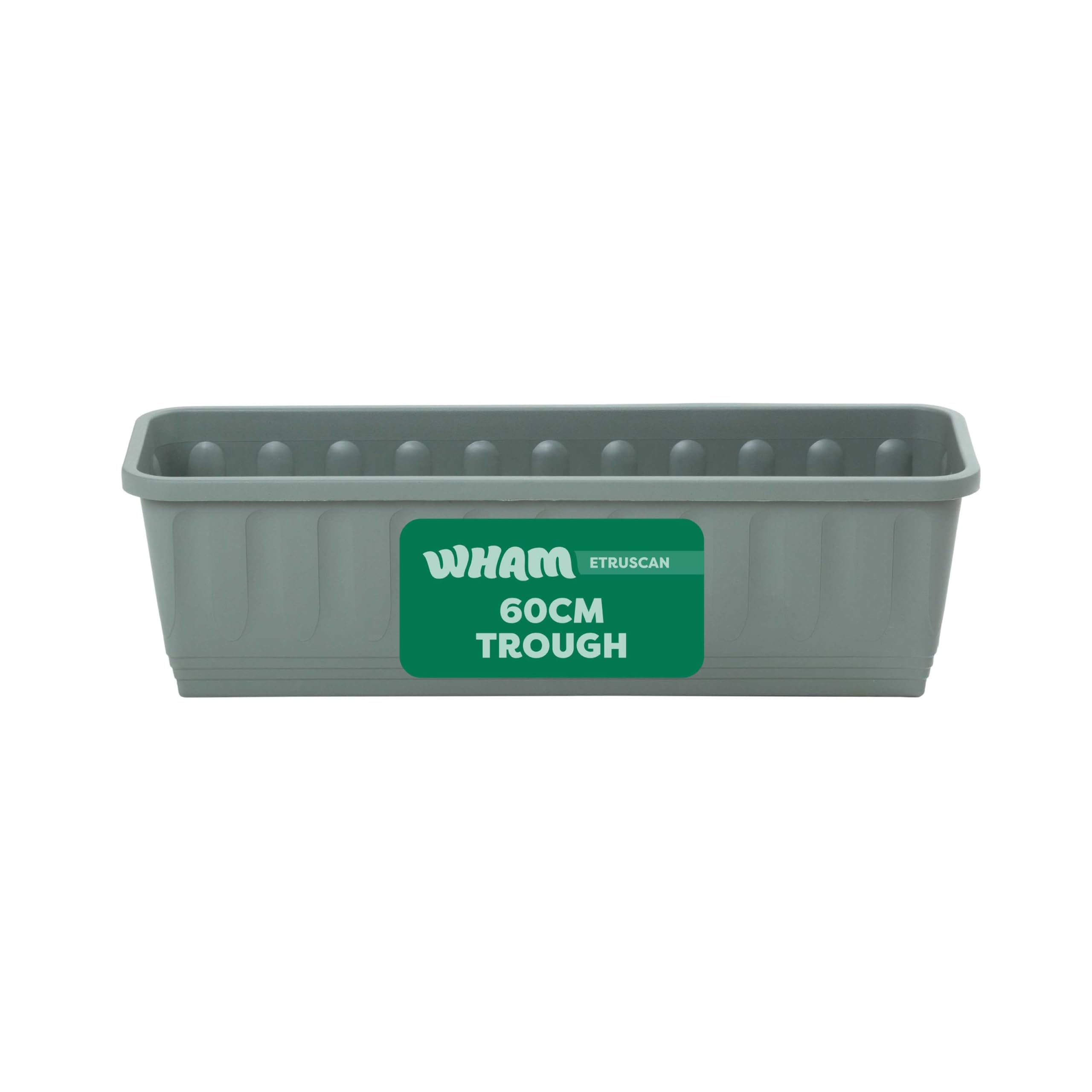 Wham Etruscan Plastic Garden Planter | 100% Recycled Plastic | Lightweight | Drainage Points for Easy Drilling | Indoor & Outdoor Use | Made in UK - Milieu Green (60cm - Pack of 2, Rectangular)