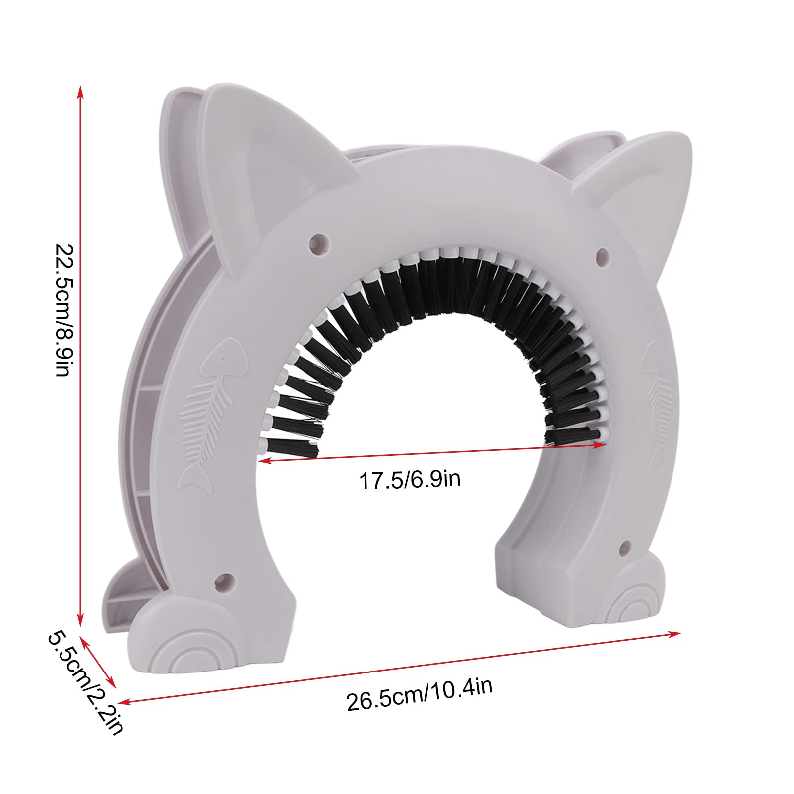 Pet Flap Door, Cat Interior Door, Weatherproof Pet Door, Stainless Steel Needle Large Pet Cat Pass with Grooming Brush for Cats (White)