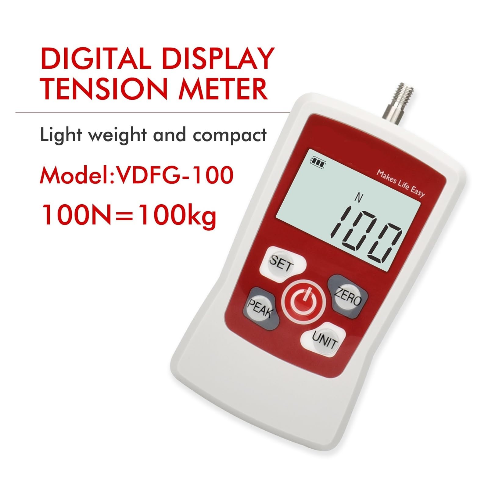 Medidor de fuerza Digital 100N 10kg 22Lb 360Oz medidor de fuerza portátil con LCD retroiluminado automático, apagado automático