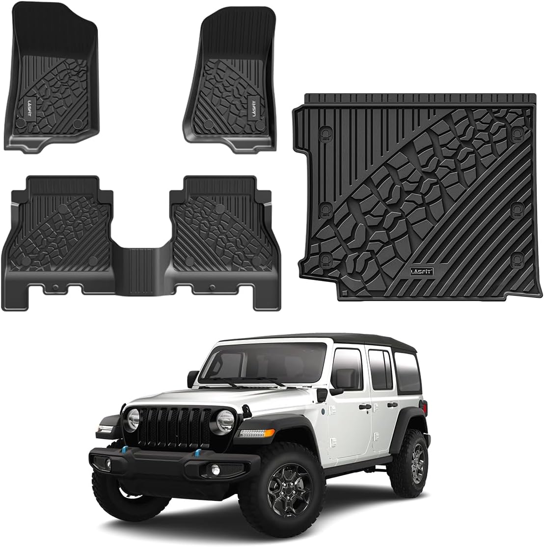 LASFIT Floor Mats & Cargo Mats Fit for 20182024 Jeep