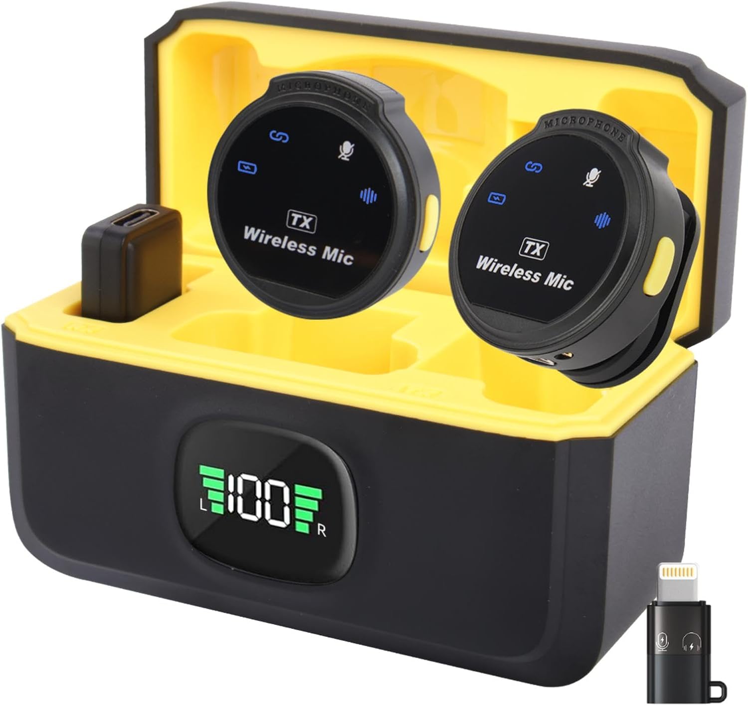 Nefuo Wireless Lavalier Microphone for iPhone iPad with Charging Case,Magnetic Clip Strong Noise Cancelling 8H Mini Lapel Wireless Mic for Video Recording, Vlog, YouTube, TikTok, Live Streaming