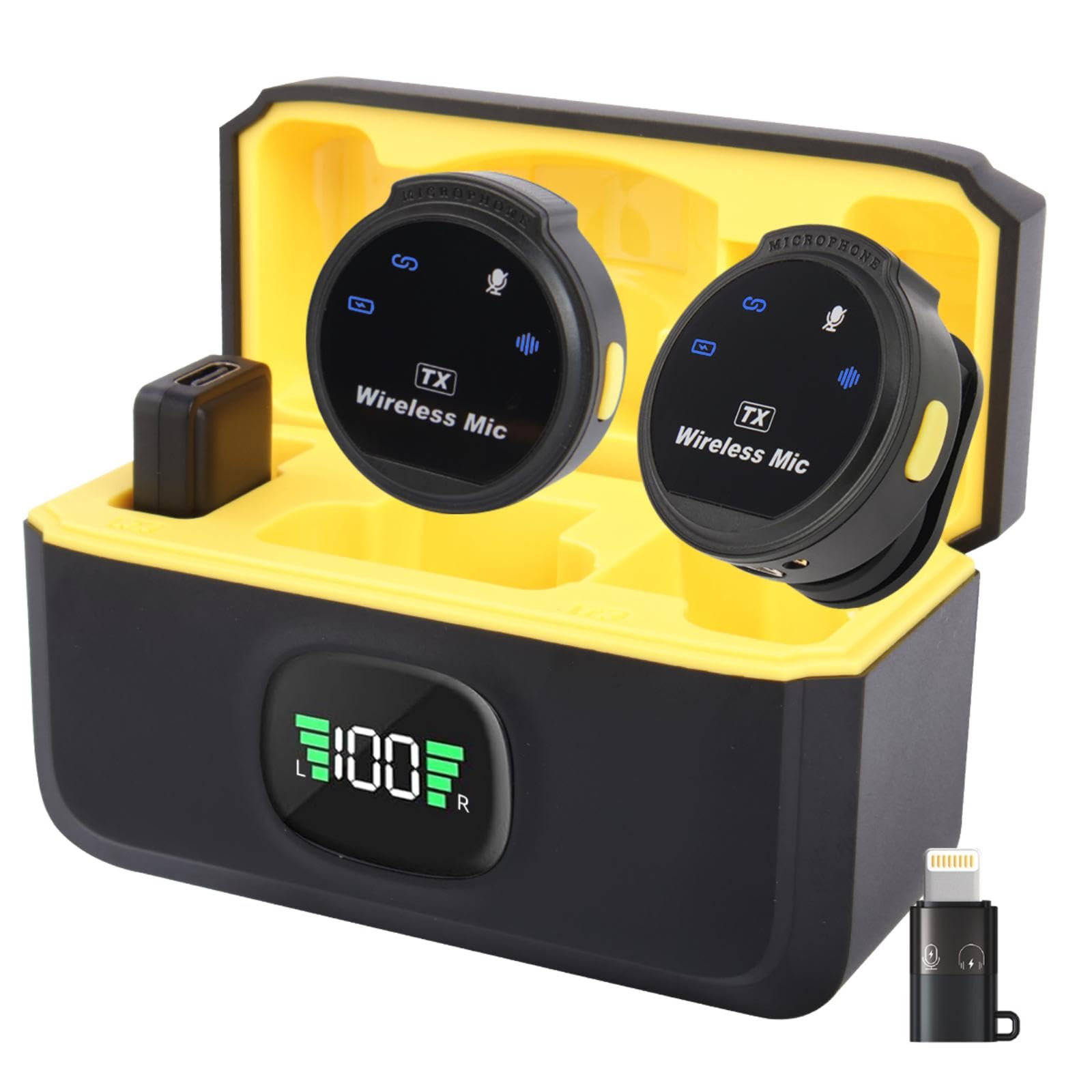 Nefuo2 Pcs Wireless Lavalier Microphone for iPhone iPad Android with Charging Case, 8H Clip-on Lapel Microphone Wireless, USB-C Mini Mic for iPhone Video Recording,Vlogging,TikTok, YouTube,Interview