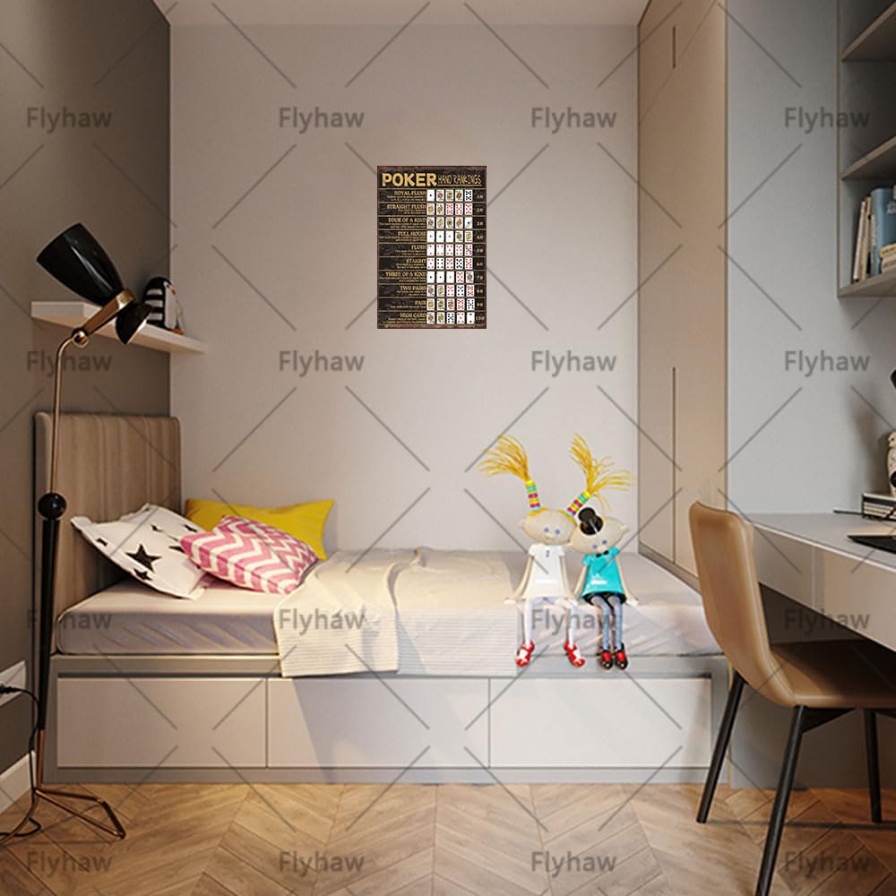 Poker Hands Rankings Tin Sign Poker Decor Metal Sign Poker Hand Rankings Room Decor Tin Poster Poker Plaque For Bedroom Metal Sign 8x12 Inch - Image 3