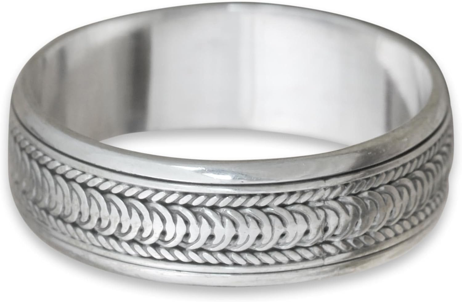 NOVICA Artisan Handmade .925 Sterling Silver Meditation Spinner Ring Band Indonesia 'Infinity Path'