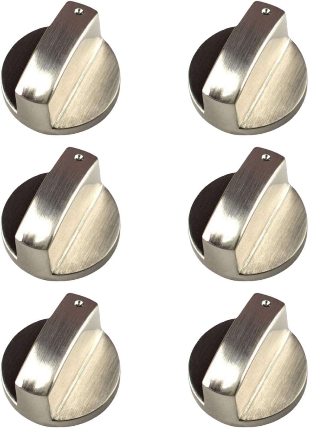 QOTSTEOS 6pcs Gas Hob Knobs, Oven Cooking Surface Switch Buttons, Kitchen Silver Stove Switch Replacement Parts, Gas Stove Control Knobs Accessories, for Kitchen Cooker Oven Cooktop, 6mm(size:Silver)