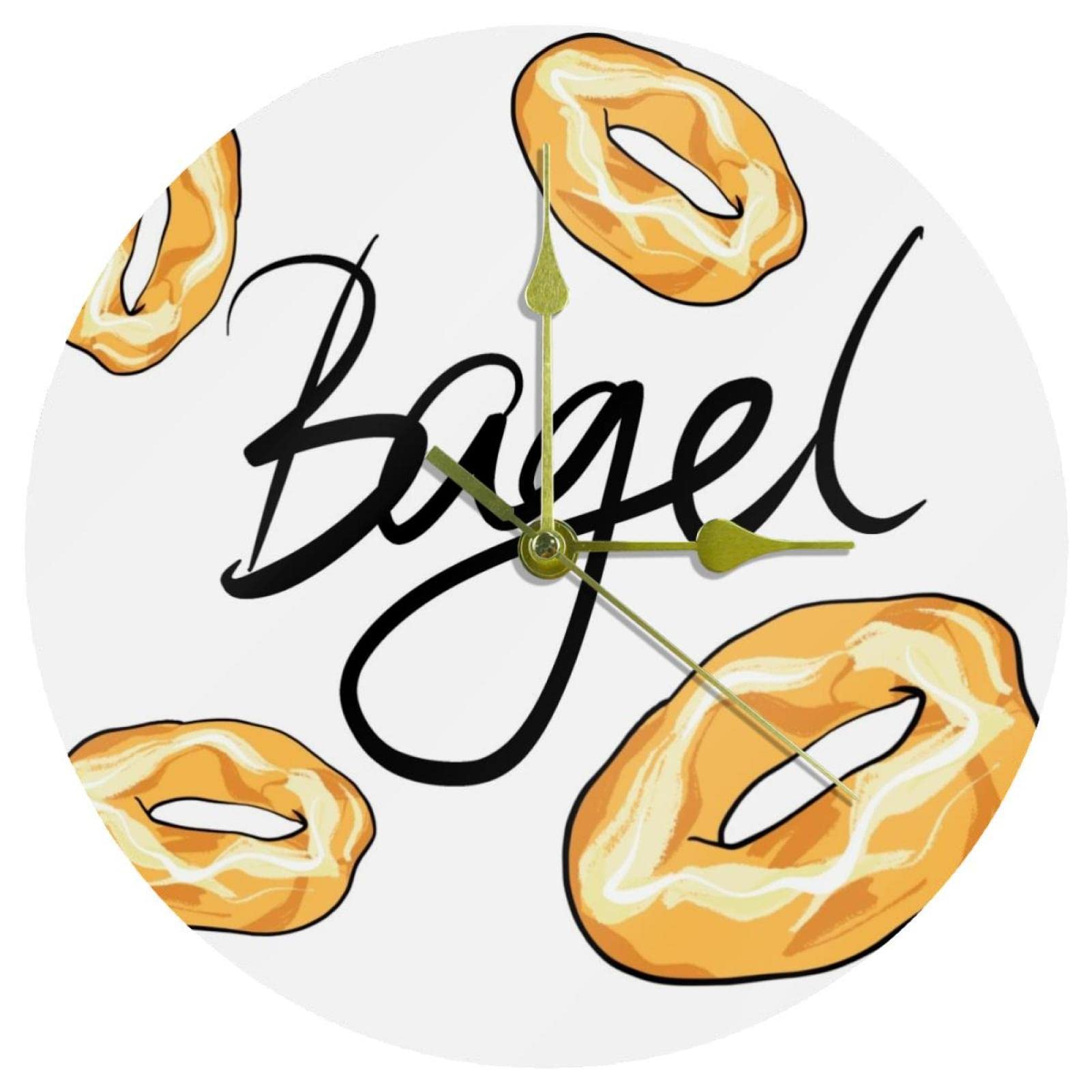 Horloge murale ronde en acrylique donut bagel 24 cm pendule silencieuse à piles pour salon
